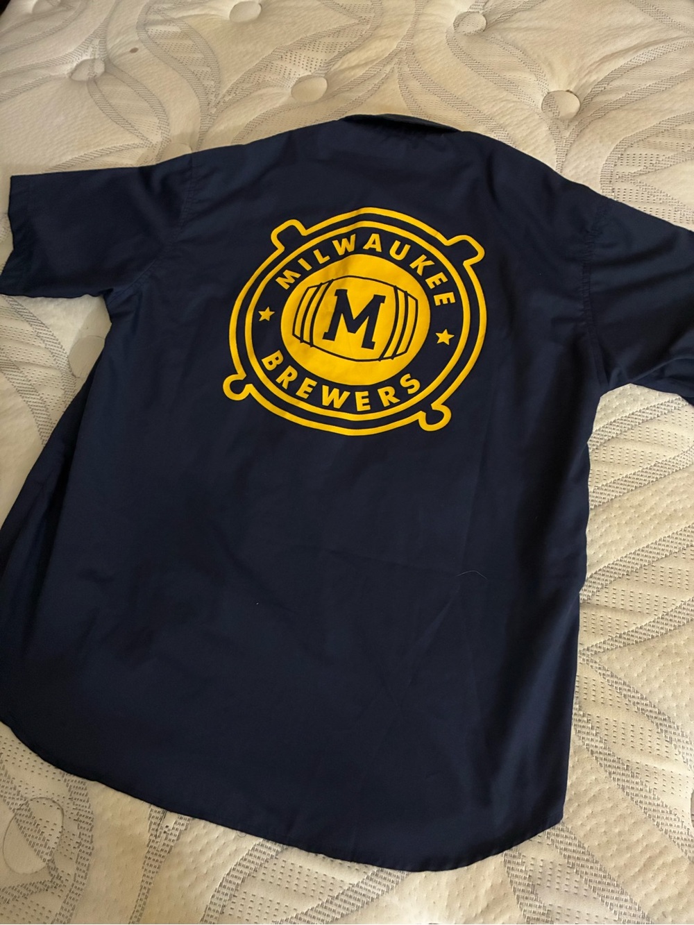 Miller Lite Milwaukee Brewers Vintage Button Down Short Sleeve Shirt - Picture 8 of 9